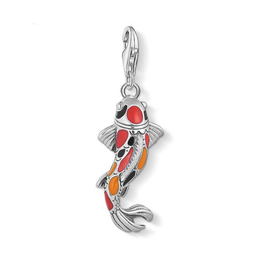 Silver & Zirconia Red & Yellow Koi 'SAMURAI' Pendant Necklace